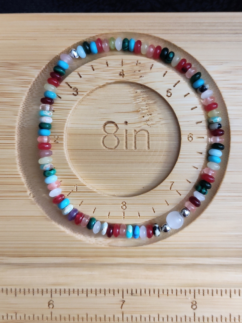 Multicolor natural stone beads stretch bracelet - Picture 7 of 7